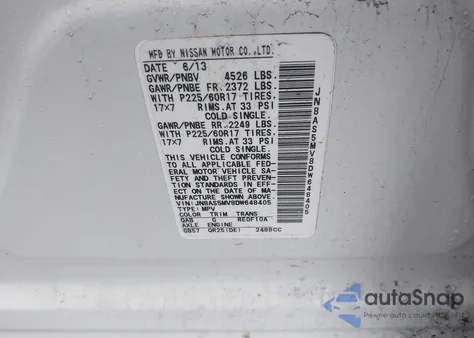 2013 Nissan Rogue z USA, uszkodzony, nr VIN JN8AS5MVDW648405